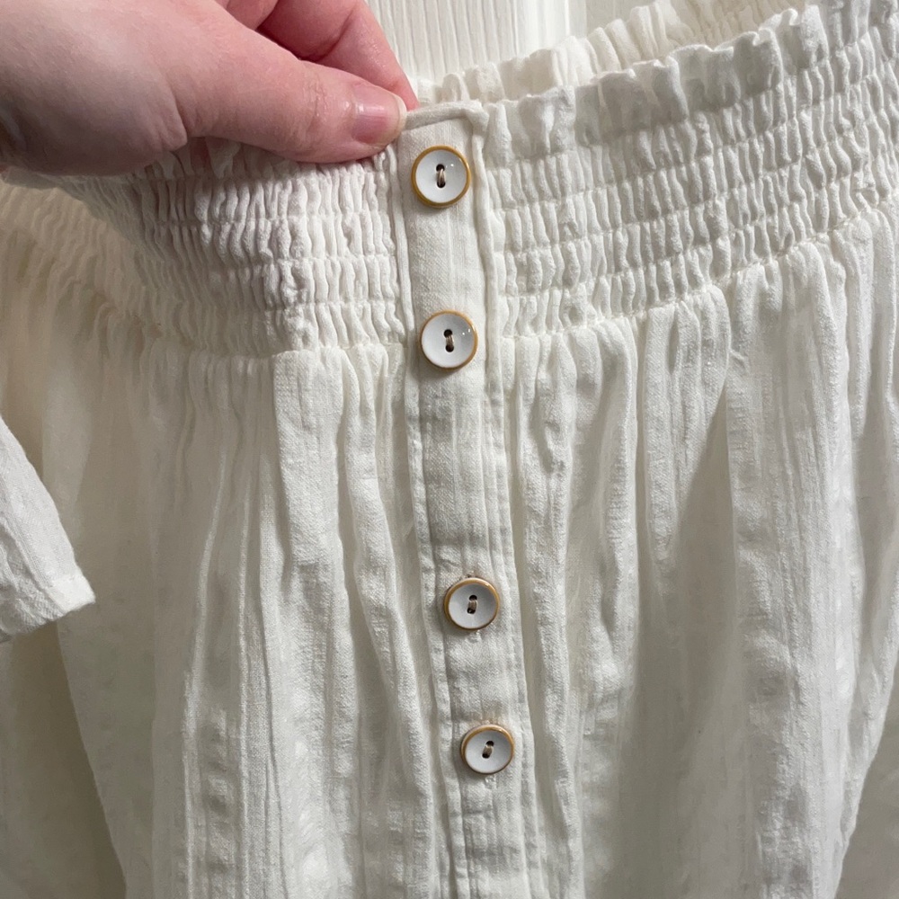 NWT Anthropologie Lucille Off-The-Shoulder Boho White Button Down Blouse Size M - Picture 7 of 13